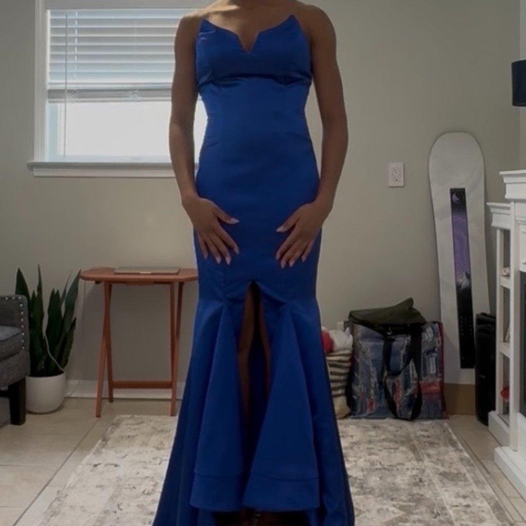 Royal Blue Mermaid Prom Gown With Sequin Train Size 2/Xs